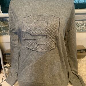 Forever 21 Gray Quilted Number Crewneck Sweater